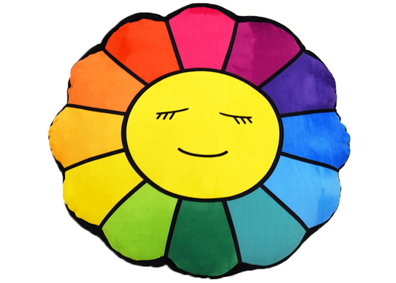 Takashi Murakami Kintaro Ame Style Flower Cushion 1M Rainbow/Black