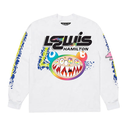 Takashi Murakami Lewis Hamilton Flame Out Longsleeve T-shirt White