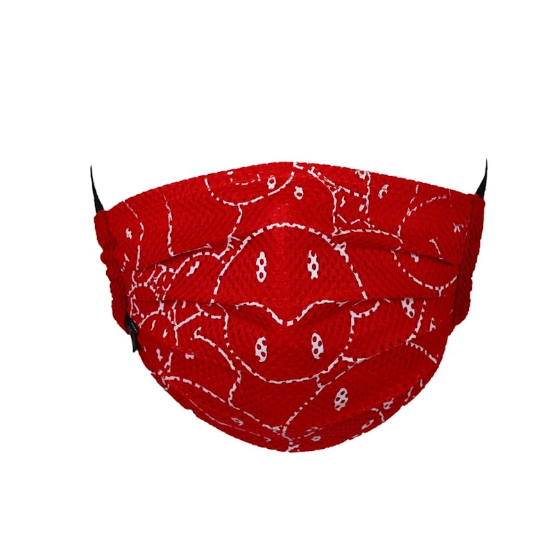 Takashi Murakami Mesh Smiley Pattern Face Mask Red/White