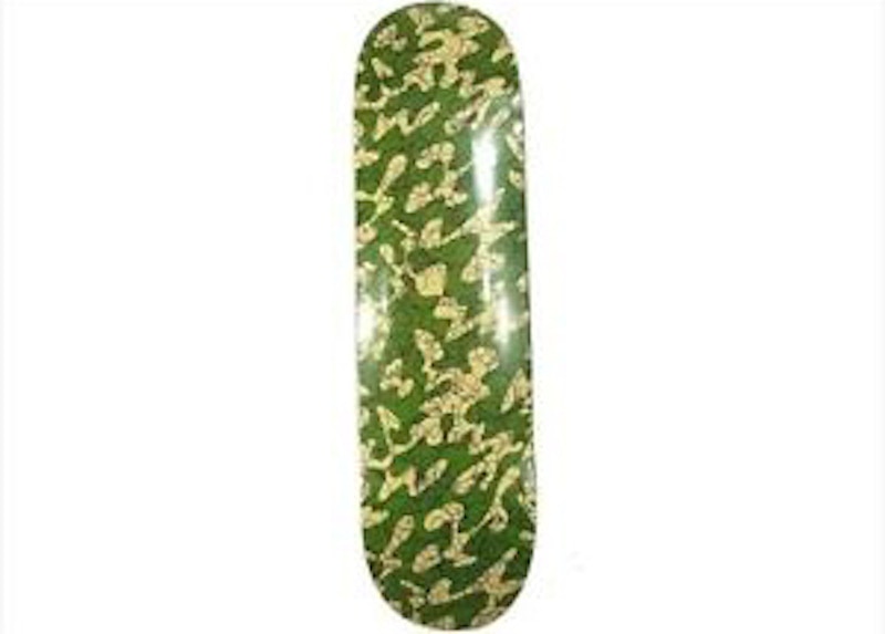 Takashi Murakami Skulls Skateboard Deck Camo Dark Green/Yellow