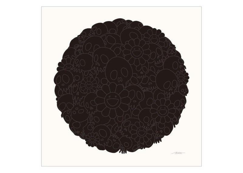 Takashi Murakami for BLM Black Flowers & Skulls Round Print (Signed, Edition of 300)
