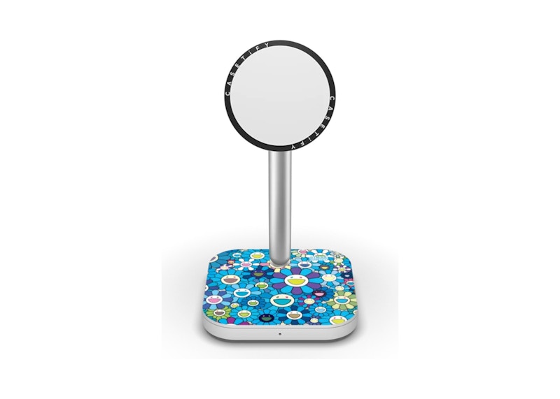 Takashi Murakami x CASETiFY: Flowers Bloom (Blue) Powerthru 2-In-1 Charging Stand White