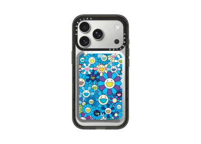 Takashi Murakami x CASETiFY: Flowers Bloom (Blue) Snappy Cardholder Stand Silver