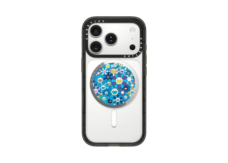 Takashi Murakami x CASETiFY: Flowers Bloom (Blue) Snappy Grip Stand Silver