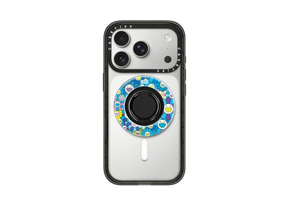Takashi Murakami x CASETiFY: Flowers Bloom (Blue) Snappy Ring Holder Silver