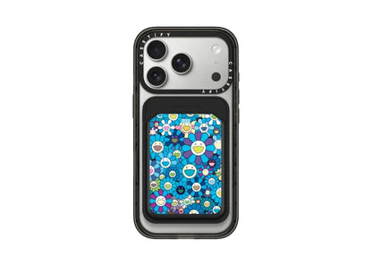 Takashi Murakami x CASETiFY: Flowers Bloom (Blue) Snappy Wallet Black