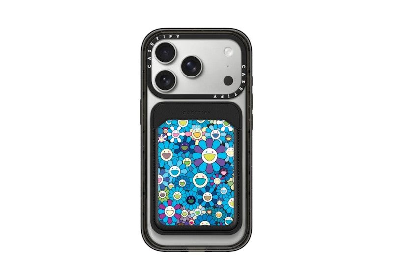 Takashi Murakami x CASETiFY: Flowers Bloom (Blue) Snappy Wallet Black