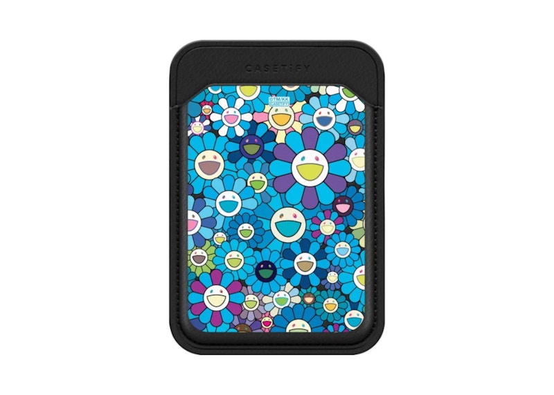 Takashi Murakami x CASETiFY: Flowers Bloom (Blue) Snappy Wallet Black