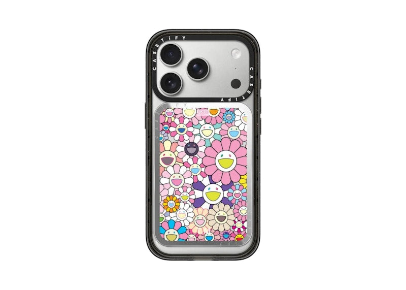 Takashi Murakami x CASETiFY: Flowers Bloom (Pink) Snappy Cardholder Stand Silver