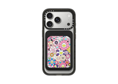 Takashi Murakami x CASETiFY: Flowers Bloom (Pink) Snappy Wallet Black