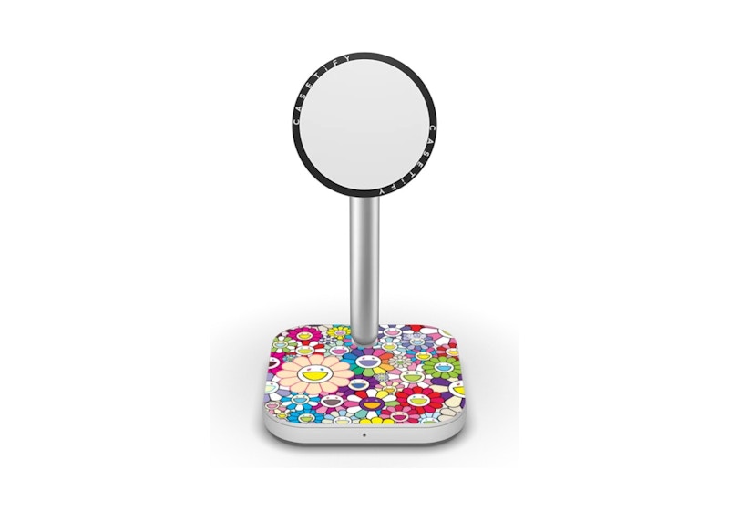 Takashi Murakami x CASETiFY: Flowers Bloom (Rainbow) Powerthru 2-In-1 Charging Stand White