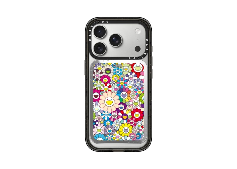 Takashi Murakami x CASETiFY: Flowers Bloom (Rainbow) Snappy Cardholder Stand Silver