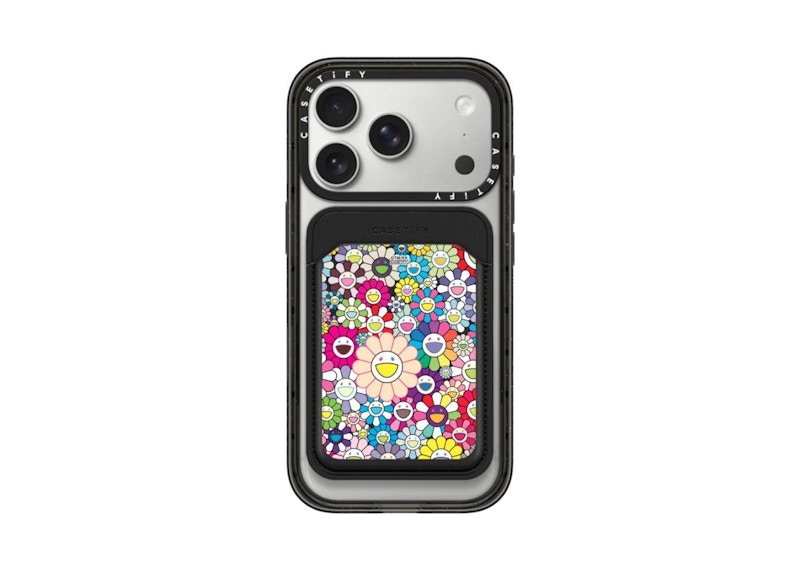 Takashi Murakami x CASETiFY: Flowers Bloom (Rainbow) Snappy Wallet Black