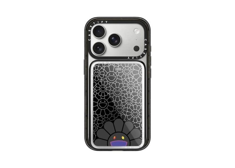 Takashi Murakami x CASETiFY: Flowers Bloom Smile (Black) Powerthru Power Bank Silver