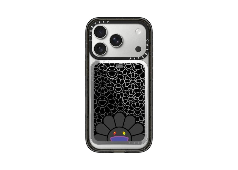 Takashi Murakami x CASETiFY: Flowers Bloom Smile (Black) Snappy Cardholder Stand Silver