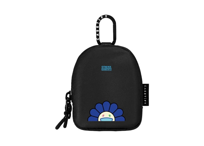 Takashi Murakami x CASETiFY: Flowers Bloom Smile (Blue) Earbuds Pouch Blue