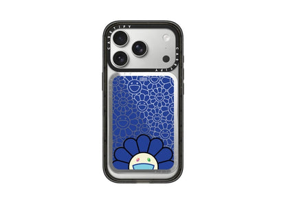 Takashi Murakami x CASETiFY: Flowers Bloom Smile (Blue) Snappy Cardholder Stand Silver