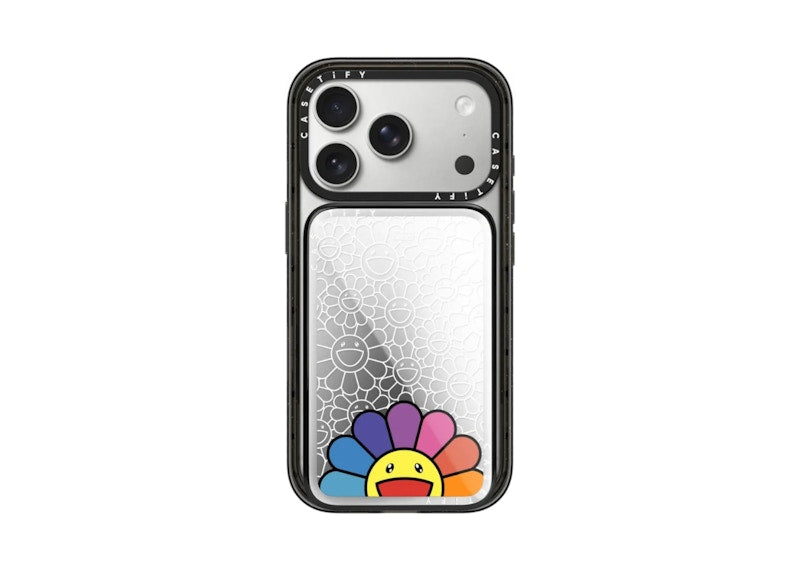 Takashi Murakami x CASETiFY: Flowers Bloom Smile (Rainbow) Powerthru Power Bank Silver