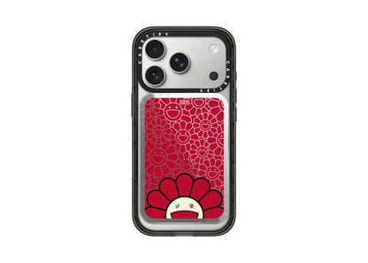 Takashi Murakami x CASETiFY: Flowers Bloom Smile (Red) Snappy Cardholder Stand Silver