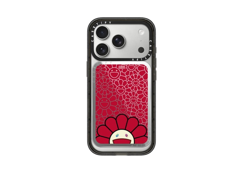 Takashi Murakami x CASETiFY: Flowers Bloom Smile (Red) Snappy Cardholder Stand Silver