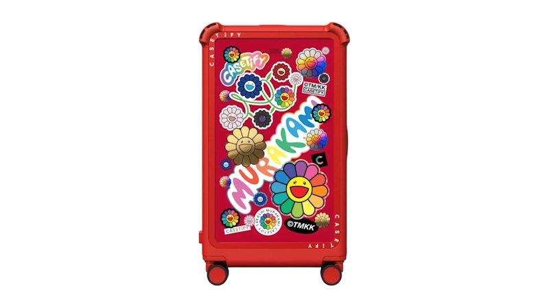 Takashi Murakami x CASETiFY Flowers Sticker Mania 29" Check-In Trunk Suitcase Cherry Red