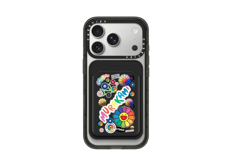 Takashi Murakami x CASETiFY: Flowers Sticker Mania Snappy Wallet Black