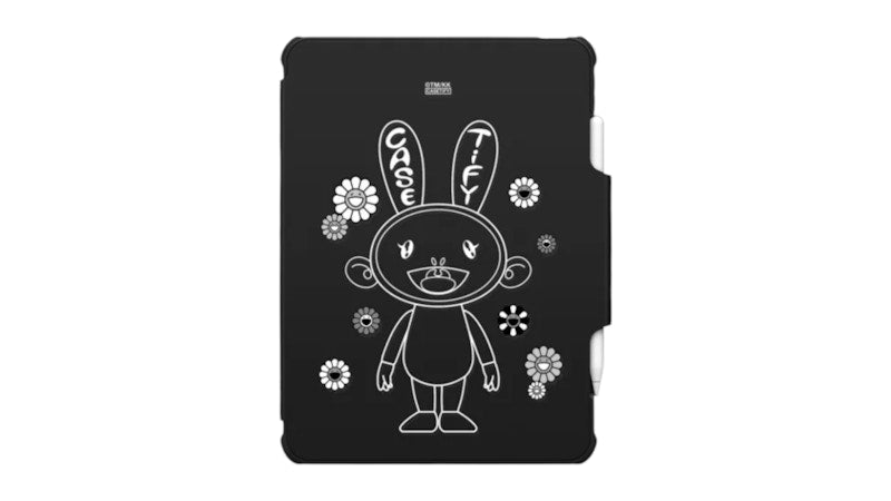 Takashi Murakami x CASETiFY Kaikai And Flowers (Mono) Ipad Air 11" Impact Folio Tablet Case Black
