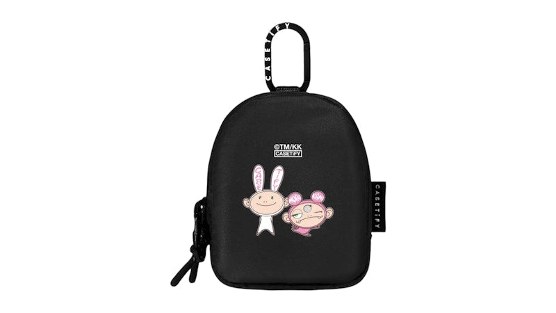 Takashi Murakami x CASETiFY Kaikai And Kiki Dance Duo Earbuds Pouch Black