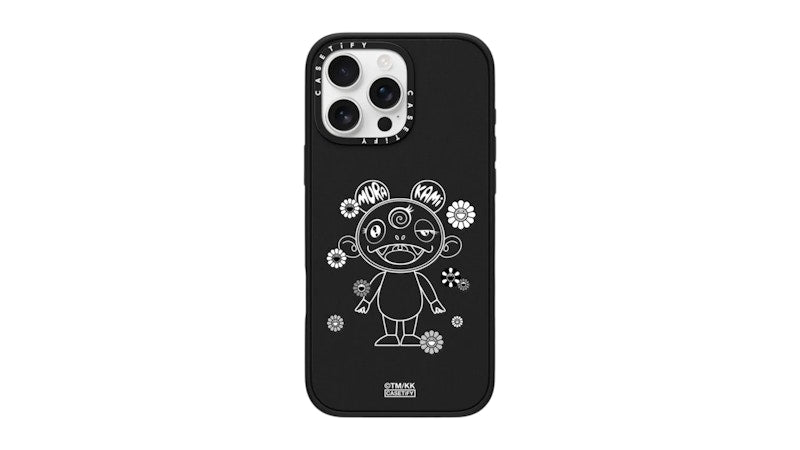 Takashi Murakami x CASETiFY Kiki And Flowers (Mono) iPhone 16 Pro Max Impact MagSafe Phone Case Matte Black