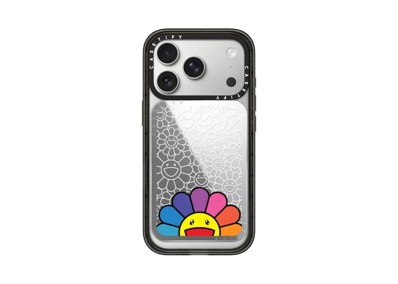 Takashi Murakami x CASETiFY: Smile (Rainbow) Snappy Cardholder Stand Silver