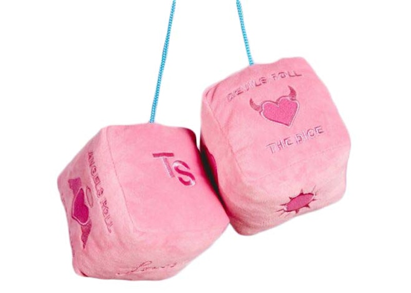Taylor Swift Devil Rolls The Dice Fuzzy Dice Pink