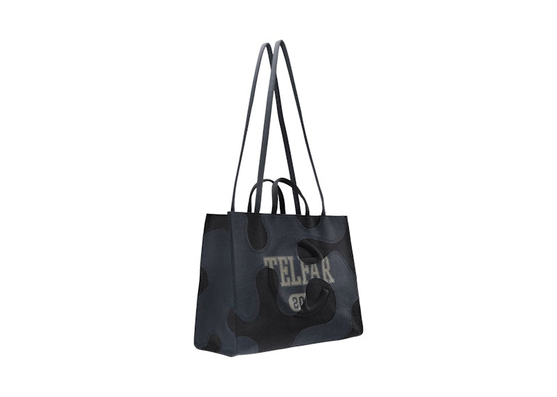Telfar Large Camo Shopping Bag Black/Off Black