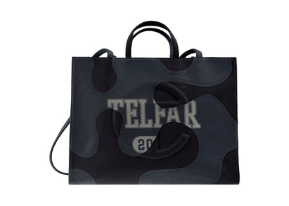 Telfar Large Camo Shopping Bag Black/Off Black