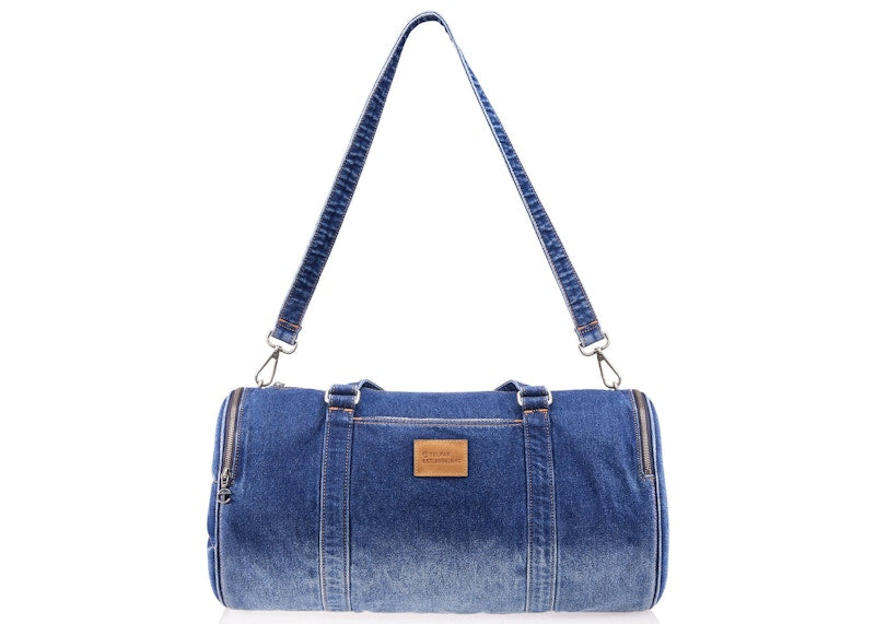 Telfar Large Denim Duffle Blue