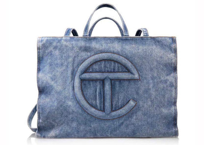 Telfar Large Denim Shopping Bag Blue