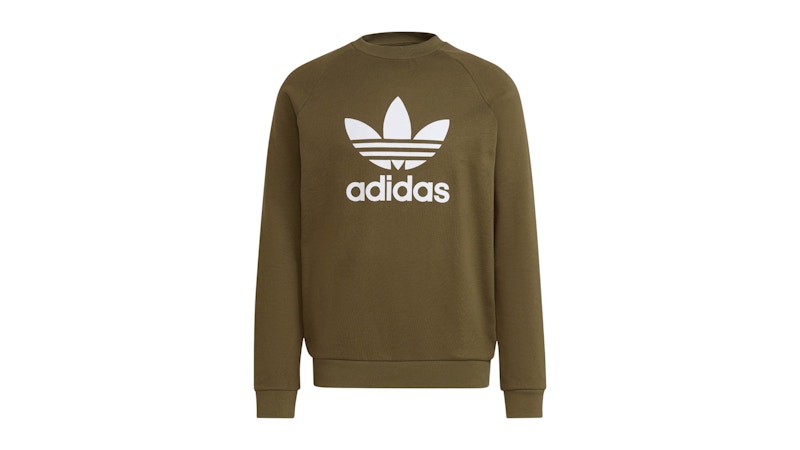 adidas Adicolor Classics Trefoil Crewneck Sweatshirt Focus Olive/White