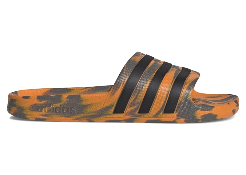 adidas Adilette Aqua Slides Charcoal Core Black Focus Orange