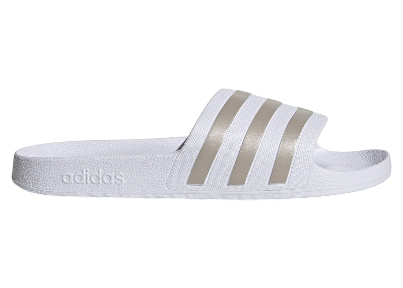 adidas Adilette Aqua Slides Cloud White Platinum Metallic