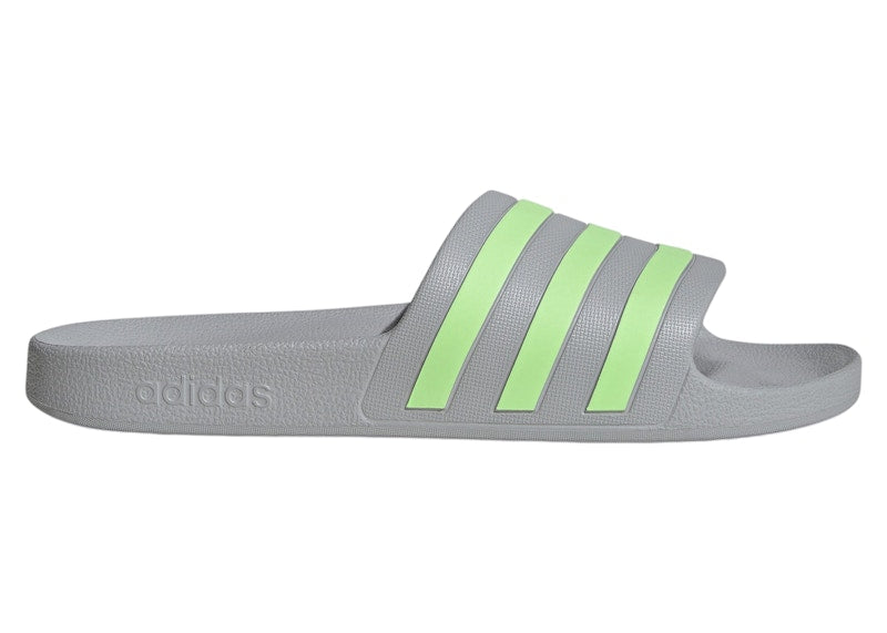 adidas Adilette Aqua Slides Grey Two Green Spark