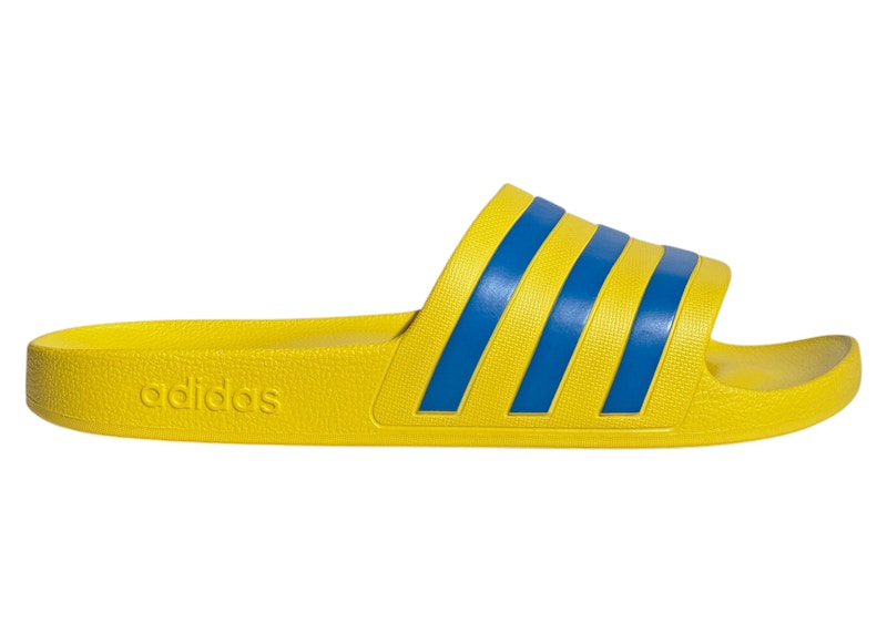 adidas Adilette Aqua Slides Yellow Bright Royal
