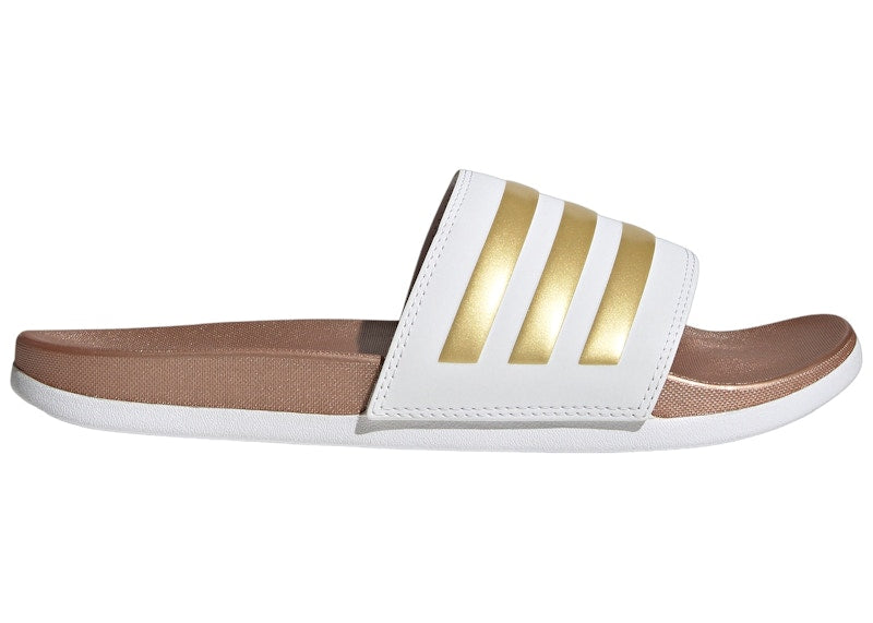 adidas Adilette Comfort Slides Cloud White Matte Gold