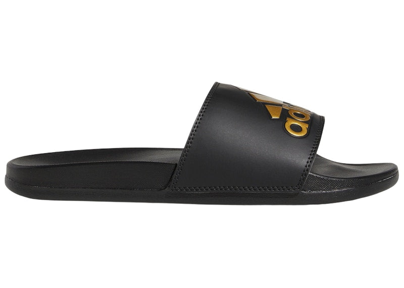 adidas Adilette Comfort Slides Core Black Gold Metallic