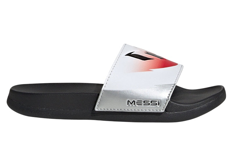 adidas Adilette Comfort Slides Messi White Black Lucid Red (GS)