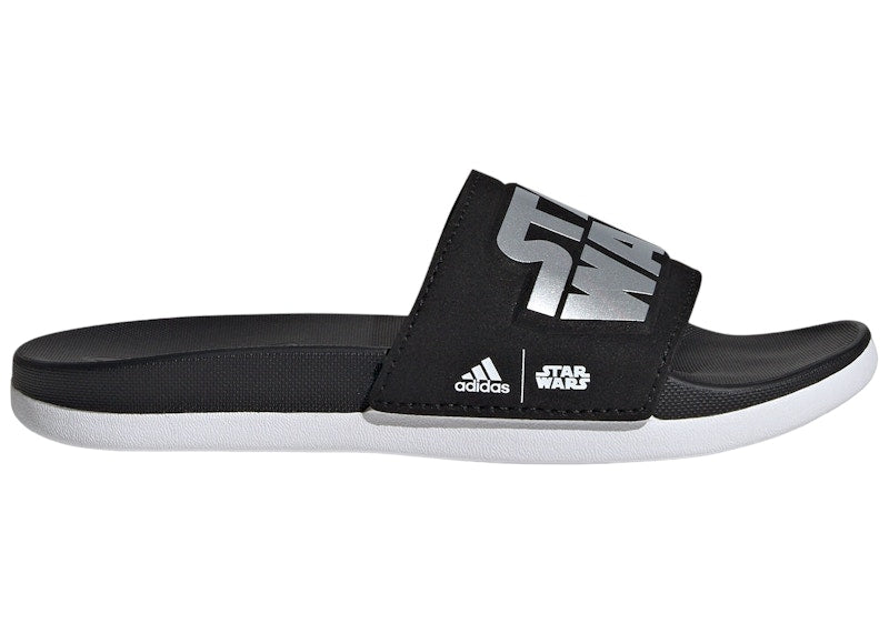 adidas Adilette Comfort Slides Star Wars Core Black Silver Metallic Cloud White (GS)