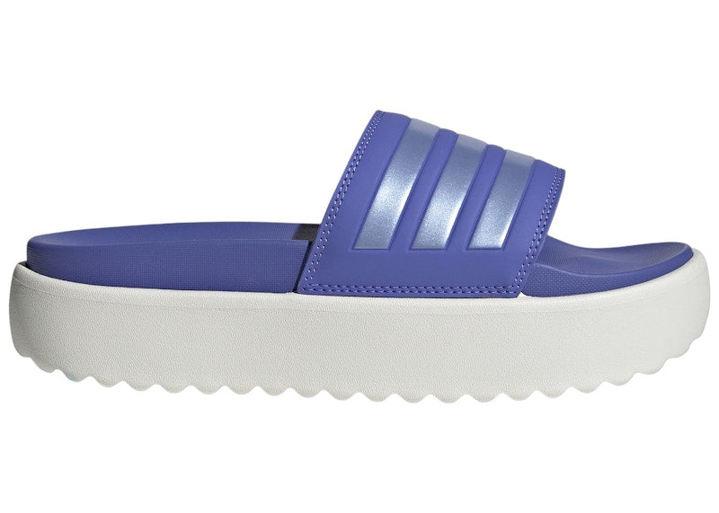 adidas Adilette Platform Slides Semi Cobalt Blue Blue Spark Met. Core White (Women's)