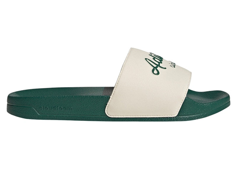 adidas Adilette Shower Slides Wonder White Collegiate Green