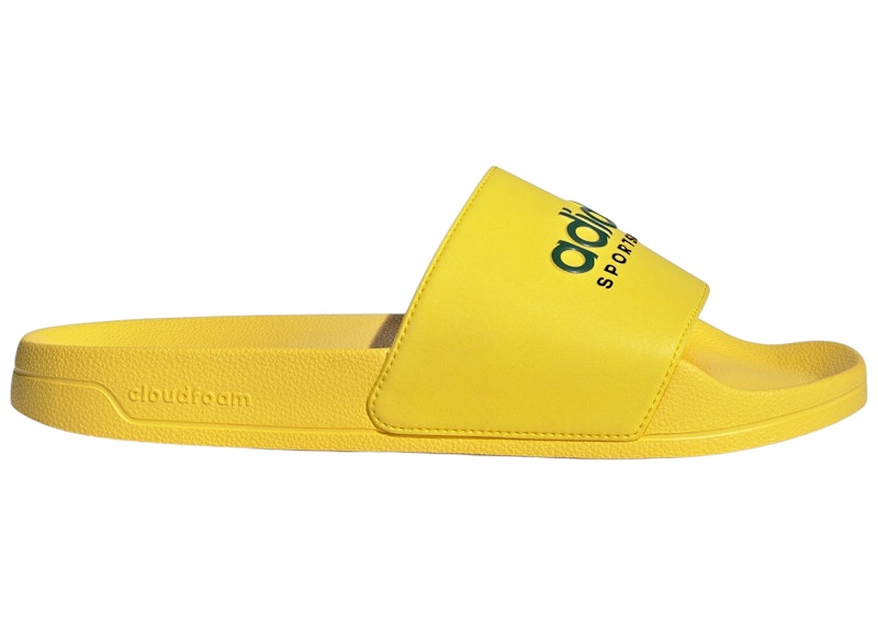 adidas Adilette Shower Slides Yellow Collegiate Green