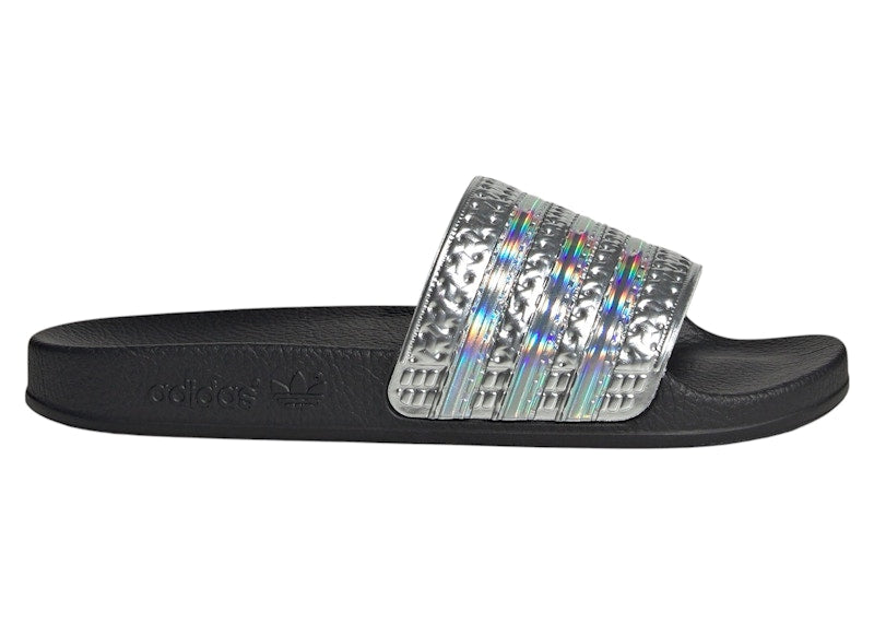 adidas Adilette Slides Core Black Silver Metallic (GS)
