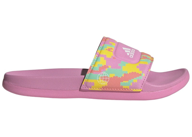 adidas Adilette Slides LEGO Bliss Orchid Cloud White Yellow (GS)
