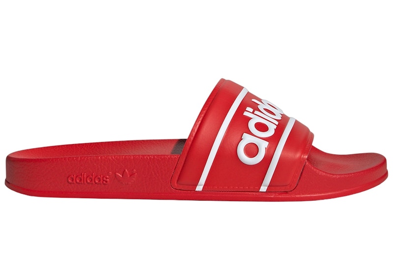 adidas Adilette Slides Red Cloud White